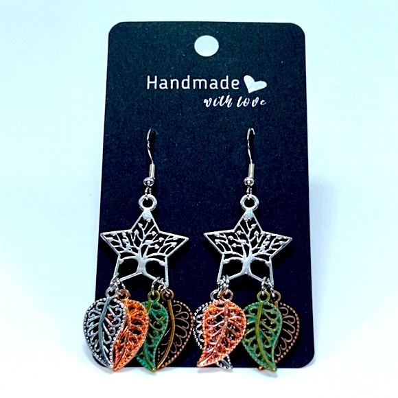 Handmade Sterling Silver Tree Star Pendant Earrings! - Picture 4 of 4